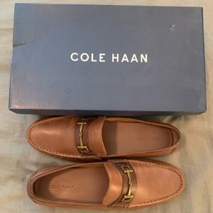 Cole Haan Men’s Brown Leather Loafers - Size 10.5 with gold plated link